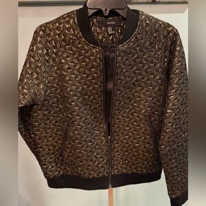 Forever 21 Gold Bomber Jacket with Intricate Design